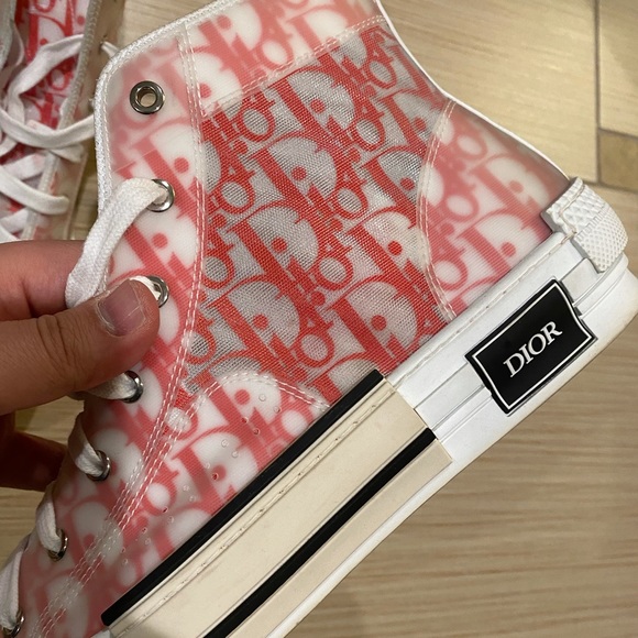 DIOR MEN B23 Oblique Sneakers High Top Sneakers Rare Red Colors - Picture 10 of 16